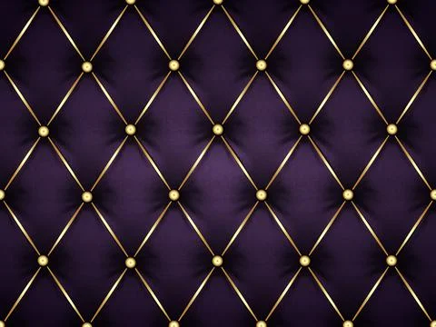 Dark purple leather capitone background texture. Violet glossy fabric texture Stock Illustration