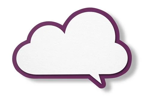 Dark purple paper speech bubbles separated on white background Illustrazione stock