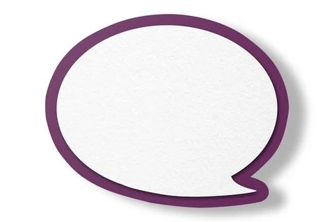 Dark purple paper speech bubbles separated on white background Stock Illustration