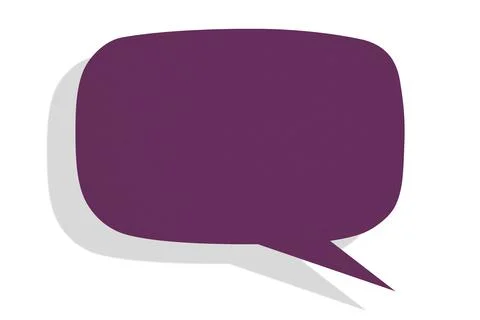 Dark purple paper speech bubbles separated on white background Illustrazione stock