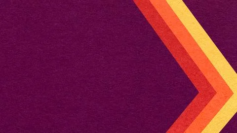 Dark purple paper texture background with red, orange yellow, chevron strip.. Stock Illustration