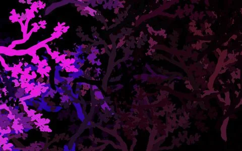 Dark Purple, Pink vector abstract backdrop with trees, branches. Stock Illustration