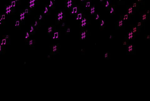Dark Purple, Pink vector backdrop with music notes. Illustrazione stock