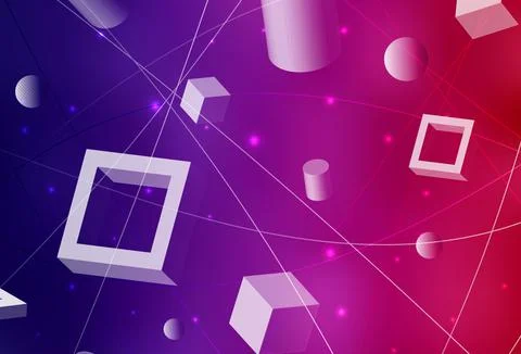 Dark Purple, Pink vector backdrop with lines, circles, rhombus. Stock Illustration