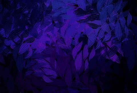 Dark Purple, Pink vector doodle pattern with leaves. Stock Illustration