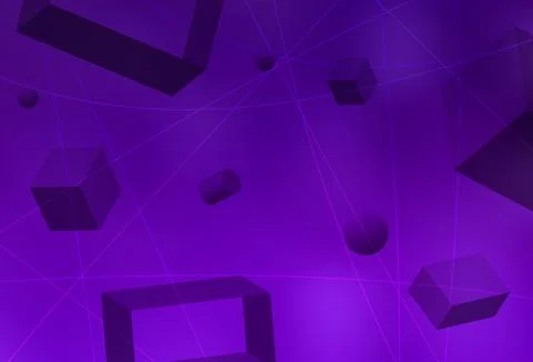 Dark Purple, Pink vector layout with 3D cubes, cylinders, spheres, rectangles イラスト素材
