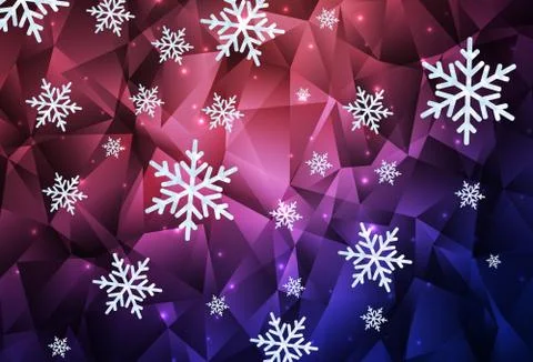 Dark Purple, Pink vector pattern with christmas snowflakes, stars. Stock Illustration