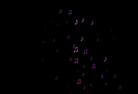 Dark Purple, Pink vector pattern with music elements. Stock Illustration