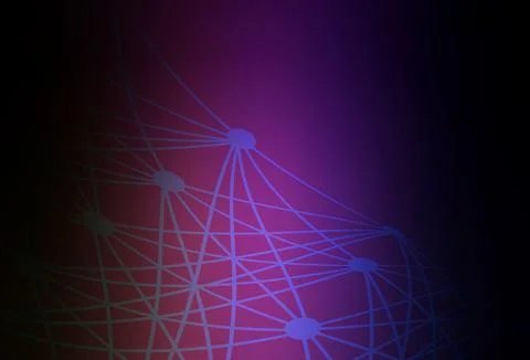 Dark Purple, Pink vector pattern with artificial intelligence network. Stock Illustration
