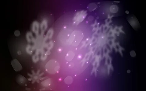 Dark Purple, Pink vector pattern with christmas snowflakes. Stock Illustration