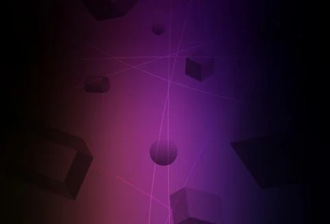 Dark Purple, Pink vector template with 3D cubes, cylinders, spheres, rectangl Illustrazione stock