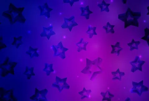 Dark Purple, Pink vector template with sky stars. Illustrazione stock