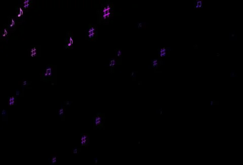 Dark Purple, Pink vector texture with musical notes. Illustrazione stock