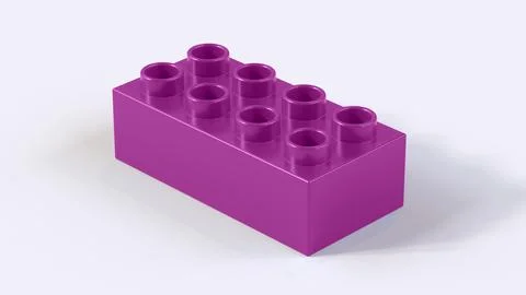Dark Purple Plastic Construction Brick Block Isolated on White Background 스톡 일러스트