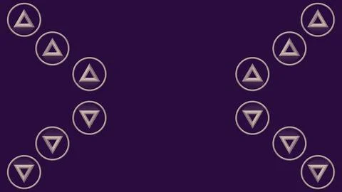 Dark purple space with triangles in circles on sides Stock Illustration