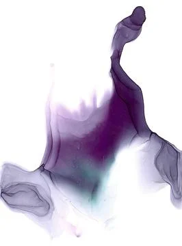 Dark purple splash with long translucent wavy tentacles Stock Illustration