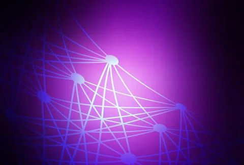 Dark Purple vector backdrop with artificial intelligence data. Illustrazione stock