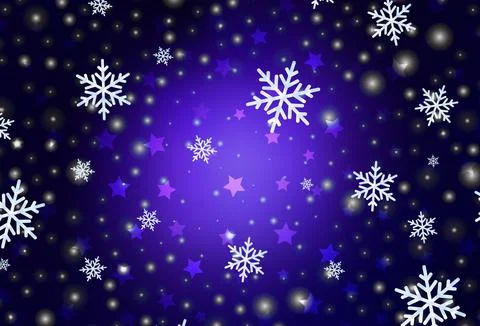 Dark Purple vector background with beautiful snowflakes, stars. Stock Illustration