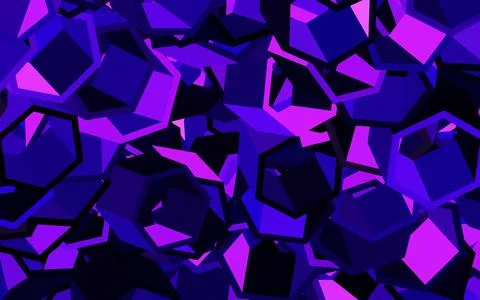 Dark Purple vector background with set of hexagons. Stock Illustration