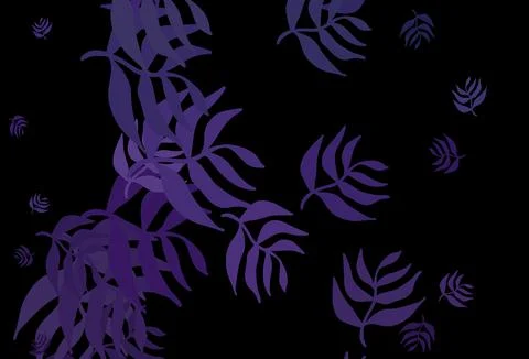 Dark Purple vector doodle pattern with leaves. Stock Illustration