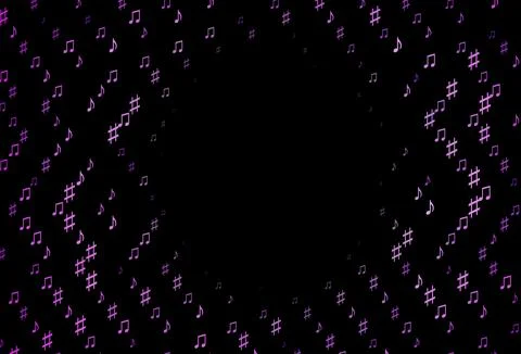 Dark Purple vector pattern with music elements. Stock Illustration