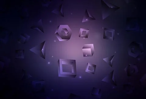 Dark Purple vector pattern with polygonal style with cubes. Illustrazione stock