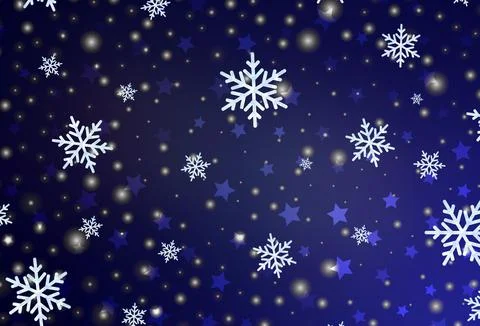 Dark Purple vector texture with colored snowflakes, stars. Stock Illustration