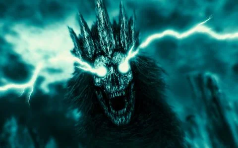 Dark queen with crown and lightning. Stock Illustration