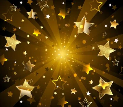 Dark radiant background with golden stars Stock Illustration