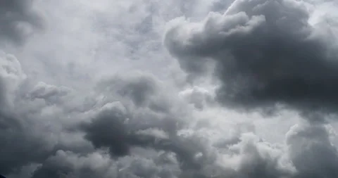 Dark rain cloud dramatic sky summer tropical thunder storm sky and fluffy black  Video stock 273438252