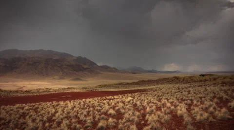 DARK RAIN CLOUD OVER TAWNY  GRASS PLAIN HD Stock Footage 45342604