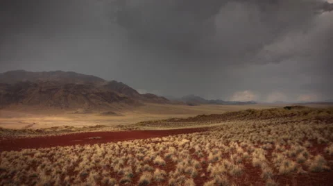 DARK RAIN CLOUD OVER TAWNY  GRASS PLAIN UHD 4K Stock Footage 45344662