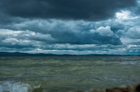 Dark Rain Clouds over Baltic Sea Beach of Heringsdorf, Usedom Islan, Germany Stock Photos