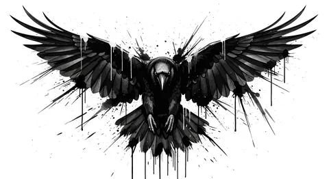 Dark Raven Splatter Art Stock Illustration