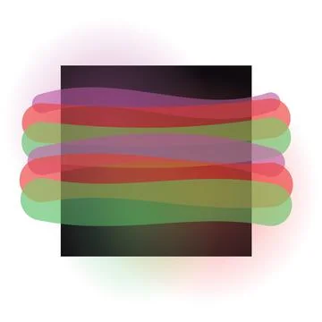A dark rectangular frame layered over vibrant horizontal watercolor brush Stock Illustration
