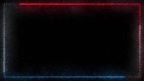 Dark rectangular spark border overlay blue and red glowing side particles, thin Stock Footage 340564407