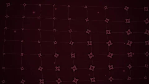 Dark Red Abstract Geometric Network Pattern with Glowing Pink Flowers 動画素材 346659477