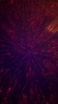 Dark red abstract speed tunnel with glowing data streaks, motion particles,.. Stock Illustration