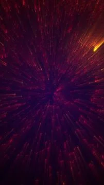Dark red abstract speed tunnel with glowing data streaks, motion particles,.. Stock Illustration