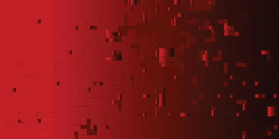 Dark red abstract technology background vector with geometric digital pixel Stock Illustration