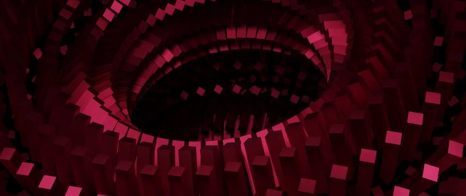Dark Red Abstract Vortex Geometric Squares Tunnel Portal Motion Digital Fut.. Stock-Fotos