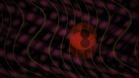 Dark red and black abstract background with wavy lines and circular shapes. Stock Footage 336228109
