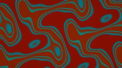 Dark red and brown fields carry intricate cyan contour lines around irregul.. Stock-Illustration