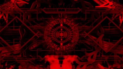 Dark Red Art Deco Sunburst Dial with 3D Swirls and Smoke Seamless VJ Loop Stock Footage 345695200