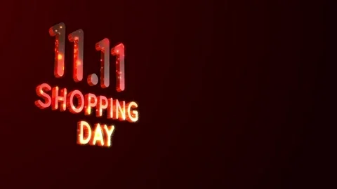 On a dark red background, 3D shimmering letters appear 11.11 day shopping Stock Footage 289773255