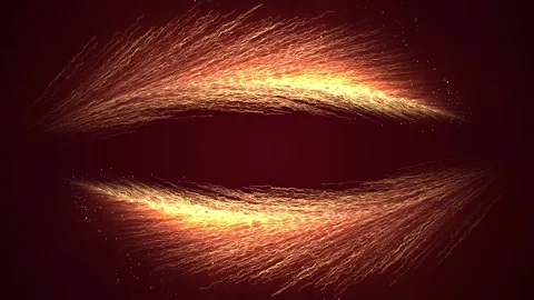 On a dark red background, abstract golden feathers appear framing the middle of Stock Footage 259700932