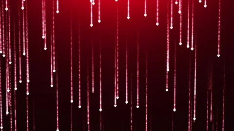 On a dark red background, chains of bright hearts appear on top. Animation of Stock Footage 258249175