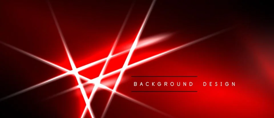 Dark red background features bright linear light streaks. Center displays tex Stock Illustration