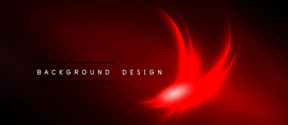 Dark red background features glowing curved lines. Minimalist design with tex Stockillustratie