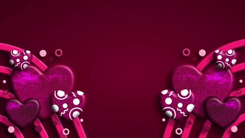 Dark red background with purple glitter hearts and light rays Stock Footage 326312904